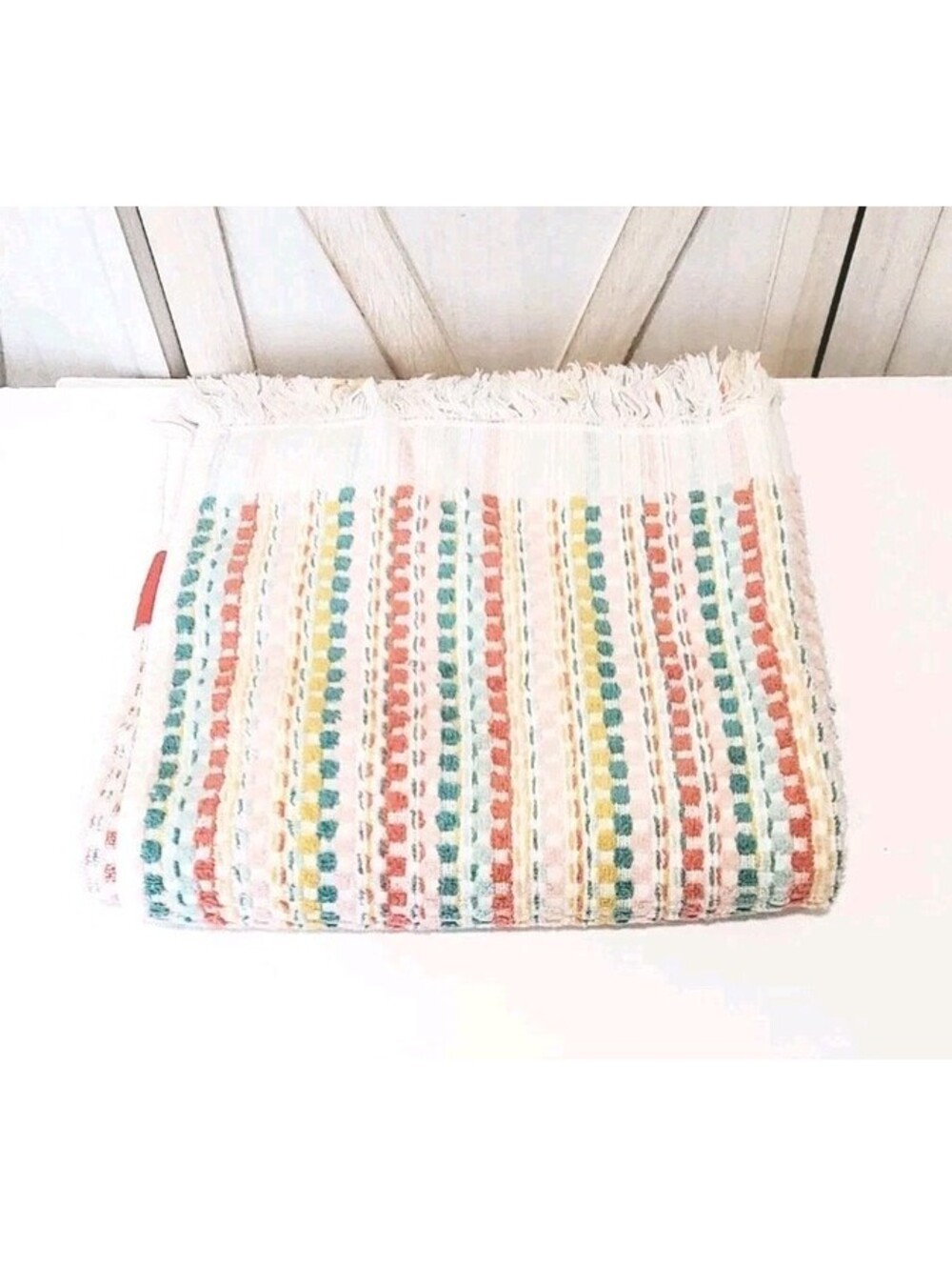 Opalhouse Bath Towel Coral Multi 100% Cotton 51" x 25" Terry With Fringe